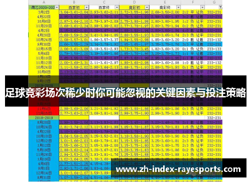 足球竞彩场次稀少时你可能忽视的关键因素与投注策略 足球竞彩场次稀少时你可能忽视的关键因素与投注策略
