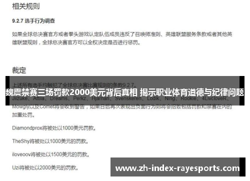 魏震禁赛三场罚款2000美元背后真相 揭示职业体育道德与纪律问题